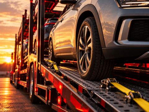 Car being loaded onto a trailer