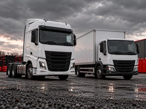 Truck and van in the yard